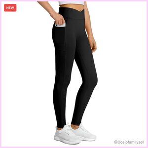 Girls Athletic Leggings High Waist Yoga Dance Gym Pants with Pocket